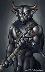 anthro bovine bull flaccid karabiner male male_only minotaur muscles penis solo