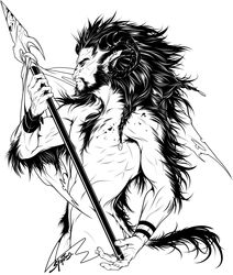 bara beard flaccid horn male male_only monochrome muscles penis satyr solo spear thorbjörn thorbjörn_eileifr_holmström yaoi