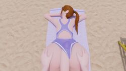 2boys 3d ass ass_grab beach between_buttocks between_thighs big_ass big_penis brown_hair bubble_butt buttjob clothed clothed_sex femboy girly huge_ass huge_cock light-skinned_male light_skin male/male male_only peterraynor ponytail swimsuit thick_thighs trap