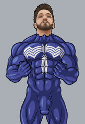 1boy abs alien artist_request bara beard biceps bulge domination flexing gay glasses goo living_suit male male_only marvel muscle muscle_growth muscle_worship muscles muscular nipples original_character pecs penis pose slime solo spider-man_(series) suit symbiote transformation venom venom_(marvel)