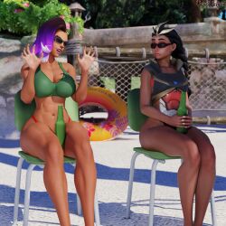 2girls 3d activision blizzard_entertainment breasts brown-skinned_female brown_body brown_skin chest curvaceous curvy curvy_figure dark-skinned_female dark_skin female female_only hips hourglass_figure illari_(overwatch) illari_quispe_ruiz legs mature mature_female multiple_girls olivia_colomar overwatch overwatch_2 peruvian_female slim_waist sombra tan-skinned_female tan_body tan_skin thick thick_legs thick_thighs thighs voluptuous vonsvaigen waist wide_hips