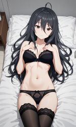 1female 1girls ahoge ai_generated bed bedroom breasts female hi_res highres kimishima_ayano light-skinned_female light_skin panties solo solo_female tokidoki_bosotto_russian_de_dereru_tonari_no_alya-san very_high_resolution