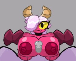 1boy 1boy1girl 1girls big_breasts boobjob brawl_stars breasts colette_(brawl_stars) horn nipples paizuri red_body succubus titfuck titjob trixie_colette_(brawl_stars) yellow_eyes