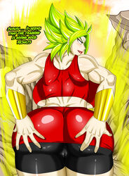 1girls ass ass_grab aura big_ass big_breasts breasts cameltoe clothed clothed_female clothes clothing commission dragon_ball dragon_ball_super female female_only gold_bracelet green_hair jewelry kale kale_(berserker) legendary_super_saiyan light-skinned_female light_skin lipstick makeup muscular no_pupils raidon_dimentional_land rape_face red_lips red_lipstick saiyan self_ass_grab short_hair solo spiky_hair super_saiyan tight_clothing uncensored underboob white_eyes