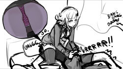 1boy 1girls black_and_white bulge checkered_panties clothing controller controller_masturbation danganronpa danganronpa_2:_goodbye_despair faceless_male facesitting femdom forced_to_sniffing gaming moaning mosbles nanami_chiaki naughty_face panties partially_colored pink_panties playstation_4 precum precum_through_clothing sketch smooth_skin stockings super_danganronpa_2 teasing thighhighs trembling vibrating vibrator vibrator_on_penis