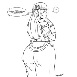 ? ass ass_in_dress ass_jiggle big_ass doomington earrings hylian monochrome nintendo pointy_ears princess_zelda super_smash_bros. text the_legend_of_zelda zelda_(a_link_between_worlds)