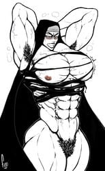 1girls androgynous armpit_hair armpits arms_behind_back clenched_teeth commission f-ero female flat_chest flexing habit hairy muscle_growth muscles muscular muscular_female nun original pecs pectorals pubic_hair solo spot_color sweat torn_clothes veins