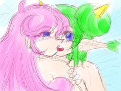 female_only green_hair lidelle_(puyo_puyo) pink_hair puyo_puyo puyo_puyo_fever raffina_(puyo_puyo) sega yuri