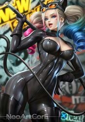 1girls alternate_breast_size ann_takamaki atlus batman_(series) big_breasts black_gloves black_legwear blonde_hair blue_eyes bodysuit breasts catwoman_(cosplay) clothed_female cosplay dc dc_comics female female_only fit fit_female fully_clothed harley_quinn holding_object hourglass_figure human large_breasts megami_tensei neoartcore open_mouth pale_skin persona persona_5 phantom_thief_suit pose sega solo thick_thighs thunder_thighs tight_clothing tight_fit whip wide_hips zipper_pull_tab