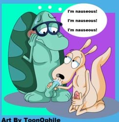 2boys blowjob dialogue filburt_turtle gay glasses interspecies marsupial nickelodeon non-human non-human_only oral reptile rocko rocko's_modern_life stroking_penis sucking toonophile toony turtle wallaby