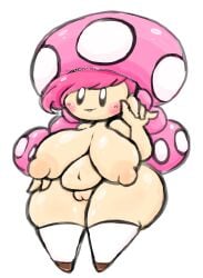 1girls big_breasts big_nipples big_thighs black_eyes breasts brown_shoes busty cute female female_only hand_on_hip lewdchuu_(artist) light-skinned_female light_skin looking_at_viewer mario_(series) mushroom naked naked_socks naked_with_shoes_on nintendo nipples no_nose nude pink_hair pussy shoes short shortstack slightly_chubby socks solo thick thick_hips thick_thighs toadette twintails white_background white_socks wide_hips