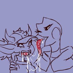 2girls animated anthro big_lips drawn extreme_french_kiss french_kiss kissing long_tongue multiple_girls neck_bulge open_mouth plump_lips saliva thick_lips throat_bulge tongue_kiss tongue_out ungulatr yuri