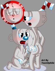 2boys ass balls brothers butt cuphead cuphead_(game) erection gay gloves incest licking male male/male male_only mugman non-human non-human_only toonophile toony yaoi