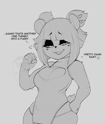 1girls anthro breasts cleavage female female_only furry krekk0v monochrome nuwa_nightstone panda solo