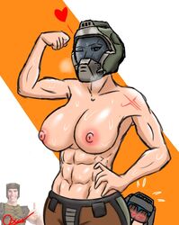 1girls abs crash_(quake) datonestarfox2 doom doom_slayer_(doom) flexing muscular_female quake ranger_(quake) sweat tagme