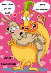 2boys balls dialogue flaccid gay hearts heffer_wolfe holding interspecies male_only naked nickelodeon nudity penis rocko rocko's_modern_life romantic sheath toonophile