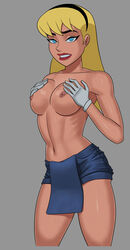 areolae athletic bare_legs bare_shoulders blonde_hair blue_eyes breasts busty cleavage dc dc_comics dcau eyelashes farmgirl female female_focus female_only fit fit_female gloves hourglass_figure kara_zor-el large_breasts lipstick long_hair nipples overalls overalls_aside overflowing_breasts pose posing solo sunsetriders7 supergirl superman:_the_animated_series superman_(series) tagme topless wide_hips