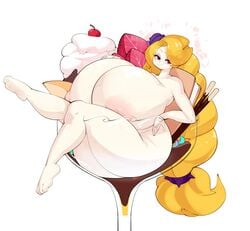 anthro big_breasts blonde_hair braided_hair breasts broodal bulumble-bee cherry clothing female food fruit hair hariet_(mario) hat headgear headwear hi_res huge_breasts hyper hyper_breasts ice_cream_sandwich in_container in_cup in_food in_glass lagomorph large_breasts leporid long_hair mammal mario_(series) nintendo nude plant pocky rabbit simple_background solo strawberry super_mario_odyssey video_games whipped_cream white_background