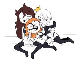 1girls 2020 2futas ;d ahe_gao anal anal_sex anus balls black_hair bra crossover crown cum cum_in_ass cum_inside cum_on_face dickgirl futanari glasses illymation jaiden jaiden_animations lesbian long_hair masturbation miscon orange_hair panties penis sex short_hair simple_background smile stockings tabbes tagme white_background white_hair wink youtube youtuber