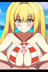 animated bikini blonde_hair censored cum cumshot fate/grand_order fate_(series) gif green_eyes large_breasts large_penis mosaic_censoring nero_claudius_(fate) nero_claudius_(swimsuit_caster) paizuri paizuri_under_clothes titjob twintails yuzutei