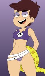 1girls bikini bikini_bottom breasts brown_hair cameltoe cleavage female female_only half-closed_eyes luna_loud midriff pool_toy pussy short_hair smile solo stomach straight_hair the_loud_house thick_thighs thighs wide_hips