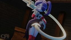 3d animated blue_hair blue_skin clothing cumminham cunnilingus female leviathan_(skullgirls) monster_girl pussy skullgirls sound squigly tagme twintails video zombie