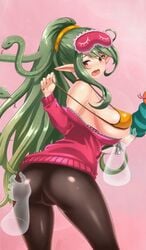 animated ass ass_grab big_breasts breast_grab breasts game game_cg gorgon gorgon_(project_qt) green_hair large_ass long_ears long_hair monster monster_girl project_qt snake_hair thick_thighs wide_hips