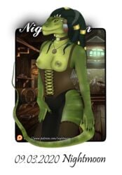 anthro argonian female lizard nightmoon nude nude_female skyrim solo the_elder_scrolls