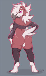 1futa 2020 anthro anthrofied ass big_breasts breasts canine conditional_dnp dated dickgirl ear_piercing eye_contact feet fishnets furry futa_only futanari hair_over_one_eye half-closed_eyes hi_res huge_breasts intersex looking_at_viewer looking_back lycanroc mammal midnight_lycanroc nintendo original_character paws piercing piercings pink_eyes pink_sclera pokémon_(species) pokemon pokemon_sm pokemorph sharp_teeth sideboob signature simple_background sketch smile solo tail teeth testicles text thick_thighs thigh_gap video_games wide_hips wyntersun