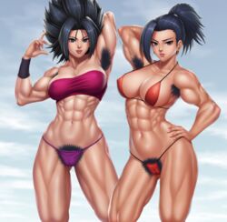 armpit_hair biceps big_ass big_breasts black_eyes black_hair black_pubic_hair breasts cameltoe caulifla dragon_ball dragon_ball_super elee0228 female female_pubic_hair hairy hairy_pussy kale large_breasts light-skinned_female light_skin long_hair muscular nipple_bulge onewasho pubic_hair pubic_hair_peek saiyan skimpy_clothes spiky_hair thick_thighs thong underwear vein