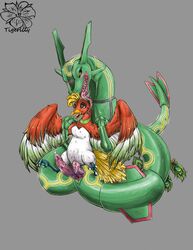 1boy 1girls 3_toes beak bird black_sclera black_skin blush claws cloaca cum diphallia diphallism dragon feathers feet female female_penetrated feral flat_chest genital_fluids genital_slit green_skin grey_background hemipenes ho-oh holding interspecies larger_male long_neck long_tongue male multi_penis nintendo penis pokemon pokemon_gsc pokemon_rse rayquaza red_eyes red_skin reptile scalie sex size_difference slit smaller_female spread_legs spread_wings straight tail teeth text tigerlilylucky vaginal_penetration vaginal_sex watermark wet wings yellow_eyes yellow_skin