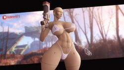 1girls 3d abs android bethesda_softworks big_breasts bra breasts cleavage fallout fallout_4 female female_only handgun huge_breasts lamoz571 laser_gun panties robot sci-fi science_fiction scifi solo solo_female synth_(species) thick_thighs weapon wide_hips