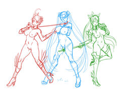 3girls arms_behind_back bondage breasts collar colored_sketch female femdom femsub fire_emblem high_heel_boots high_heels kiria_kurono leash lezdom line_art multiple_doms multiple_girls naked_footwear nintendo nipple_pulling nipples nude omegalife oribe_tsubasa pussy rope_harness tokyo_mirage_sessions_#fe vaginal_penetration wet_pussy white_background yumizuru_eleonora yuri