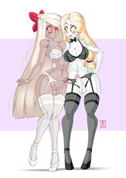 2futas balls big_breasts big_penis blunt_katana bowtie bra breast_size_difference breasts canon_couple charlie_morningstar cleavage futa_only futa_with_futa futanari garter_belt hazbin_hotel high_heels lace-trimmed_bra lace-trimmed_panties lace-trimmed_thighhighs large_breasts lingerie panties penis penis_size_difference retracted_foreskin testicles thighhighs underwear vaggie vivienne_medrano white_bra white_panties white_thighhighs