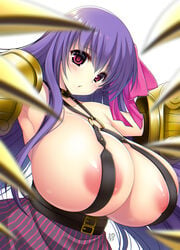 1girls areolae breasts fate/grand_order fate_(series) female female_only harness huge_breasts hyper hyper_breasts long_hair neneko113 nipples nipples_visible_through_clothing passion_lip purple_hair ribbon servant_(fate) solo solo_female solo_focus