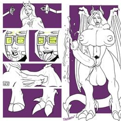 brainwashing comic conditioning disney doomington elisa_maza elisa_maza_(gargoyled) forced_transformation futanari gargoyles huge_balls huge_cock intersex masturbation mind_break mind_control monochrome nipples penis testicles transformation