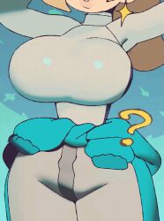 1girls ? animated arms_up big_breasts blonde_hair bodysuit bouncing_breasts breasts busty clothed clothing ear_piercing earrings female female_only huge_breasts large_breasts light-skinned_female light_skin loop looping_animation mario_(series) mario_kart mario_kart_world nintendo piercing princess_rosalina princess_rosalina_(pro_racer) question_mark racing_suit solo solo_female star_earrings super_mario_bros. thick_thighs thighs wamudraws
