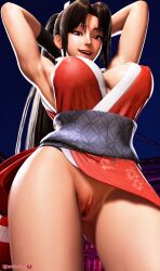 3d ai ai-created ai_3d ai_assisted ai_generated alternate_hairstyle fatal_fury half-dressed half_naked half_nude hourglass_figure japanese japanese_clothes japanese_female king_of_fighters long_hair mai_shiranui mai_shiranui_(street_fighter_6) navel_piercing nipple_piercing nude_mod pierced_belly_button pierced_nipples piercing piercings pussy snk street_fighter street_fighter_6 vagina