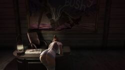 3d absurd_res absurdres doctor dr._valencia duke_nukem_(series) duke_nukem_forever female game_mod game_screenshot gloves heavenly_ass huge_ass labcoat lamp leaning_forward male male_pov mature_female mature_woman newspaper no_skirt nurse sexism skimpy_costume source_request text thighhighs thong tomboyish unbothered white_gloves white_thong