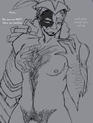 1boy body_hair disinterested female forsaken_(roblox) gasharpoon_john_doe glaring_at_viewer john_doe_(forsaken) john_doe_(roblox) luvrrbee male naked nude nude_female reference roblox roblox_game self_upload sketch tagme