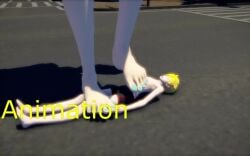 1boy 1girls 3d barefoot diane_(nanatsu_no_taizai) female mitotrample mmd nanatsu_no_taizai seven_deadly_sins stomp stomped stomping tagme trample trampling video