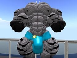 1boy 1male 3d 3d_(artwork) abs anthro anthro_male anthro_only asriel_dreemurr asriel_dreemurr_(god_form) biceps big_chest big_pecs black_fur black_nipples blue_clothing buff caprine clothed clothes clothing flex furry furry_male furry_only goat horns humanoid humanoid_male humanoid_only hyper hyper_muscle hyper_muscles looking_at_viewer looking_down male male_only mammal mammal_humanoid monochrome_fur muscle muscles muscular muscular_arms muscular_legs muscular_male muscular_thighs pecs second_life shirt solo striped stripes thighs thong undertale undertale_(series) white_fur