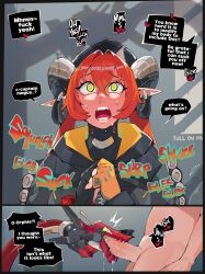 2_heads 2_horns absurd_res balls bangs black_clothing black_gloves black_handwear black_hoodie black_horn black_tail black_topwear blue_eyes blush blush_lines bodily_fluids caught_in_the_act clothed clothed_female clothed_humanoid clothed_sex clothing curled_horn cybernetic_limb cybernetic_tail cybernetics cyborg dialogue diforland duo english_text erection eyebrows faceless_character faceless_human faceless_male female female_humanoid female_penetrated fingerless_gloves genitals gloves green_eyes grey_clothing grey_gloves grey_handwear grey_horn hair handwear heart_symbol hi_res hoodie horn horned_humanoid human human_on_humanoid human_penetrating human_penetrating_humanoid humanoid humanoid_genitalia humanoid_penetrated humanoid_penis humanoid_pointy_ears hydra_problems interspecies living_tail long_hair machine magus_(zenless_zone_zero) male male/female male_human male_penetrating male_penetrating_female mammal mihoyo moan multi_head multicolored_eyes multicolored_hoodie multicolored_horn multicolored_tail onomatopoeia oral oral_penetration orange_eyebrows orange_eyes orange_hair orange_text orphie_magnusson penetration penile penile_penetration penis penis_in_mouth pink_pupils pink_tongue pointy_ears profanity pupils red_tail red_text saliva saliva_on_penis sex sound_effects speech_bubble stuttering sweat sweaty_face tail tail_head tail_penetration tailed_humanoid talking_to_another talking_to_partner teal_eyes teeth text tongue topwear two_tone_horn unusual_anatomy unusual_tail white_eyes white_pupils white_tail white_text wide_eyed yellow_clothing yellow_eyes yellow_gloves yellow_handwear yellow_hoodie yellow_sclera yellow_topwear zenless_zone_zero