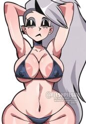 1girls areola_slip big_breasts big_nipples big_thighs bikini bikini_bottom bikini_top breasts curvaceous curvy curvy_female curvy_figure fanart female female_only fleshpie669 goth goth_girl gothic helluva_boss huge_breasts human_loona humanization humanized large_breasts loona_(helluva_boss) nipple_bulge nipple_outline nipple_slip nipples nipples_visible_through_clothing pinup solo thick_legs thick_thighs thong_bikini thunder_thighs thunderthighs wide_hips wide_thighs