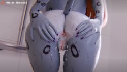 16:9 3d_(artwork) 4k absurd_res anthro anus ass bathroom bodily_fluids cum cum_in_ass cum_in_vagina cum_inside digital_media_(artwork) felid female genital_fluids hi_res mammal momo_(monarquis) monarquis nude nude_female pantherine shower snow_leopard solo wet widescreen