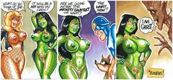 2d 3_panel_comic :o alien alien_girl alien_look_like_human alternate_costume arm_behind_head arm_up big_breasts black_canary black_hair blonde_hair blue_clothing breasts comic crossover dc dc_comics dialogue dinah_lance english_text erect_nipples excited exibitionism female fishnet fishnet_bodysuit gamora green-skinned_female green_arrow_(series) green_nipples green_skin groot guardians_of_the_galaxy hair hand_behind_head hands_on_hips happy hips humor jacket joe_gravel large_breasts lips loincloth long_hair long_sleeves looking_at_another looking_at_breasts male marvel marvel_comics midriff nipples nipples_visible_through_clothing open_clothes open_jacket open_mouth peter_quill pose pubic_hair question rocket_raccoon see-through see-through_clothing side_view simple_background sketch_card skimpy smile speech_bubble starlord straight teeth text thin_waist translated wide_hips