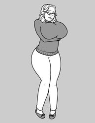 big_breasts busty clothed clothes clothing disturbedmonkey fonkimonki glasses looking_at_viewer milf mindy oc_character sweater turtleneck