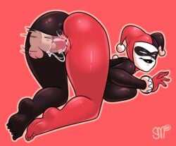 1girls ass bodysuit breasts cameltoe clothed_sex covered_anus dc faceless_male forced_in_by_cock forced_in_fabric harley_quinn harley_quinn_(classic) penetration_through_clothes sgtmadness skin_tight solo_female straight tagme through_clothes