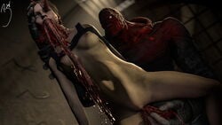 1girls 1monster 3d all_the_way_through badgersfm blood claire_redfield death exposed_breasts eye_fucking eye_penetration eye_roll female_death guro impalement large_insertion necklace nemesis_(resident_evil) nipples resident_evil skull_fucking snuff stomach_bulge tank_top tentacle vaginal_penetration