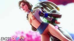 3d animated bioshock bioshock_infinite blender blizzard_entertainment boobs bottomless_skirt breasts breasts_out cherry_blossoms clothing crossover dark-skinned_male effectsmaster231 elizabeth_comstock female human lúcio lucio_(overwatch) male open_shirt overwatch overwatch_2 standing standing_sex tagme vaginal_penetration video